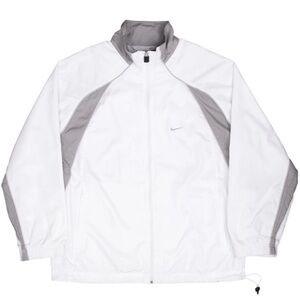 VINTAGE NIKE SWOOSH WHITE WINDBREAKER OVERSIZED JACKET 2000S Nocta Style